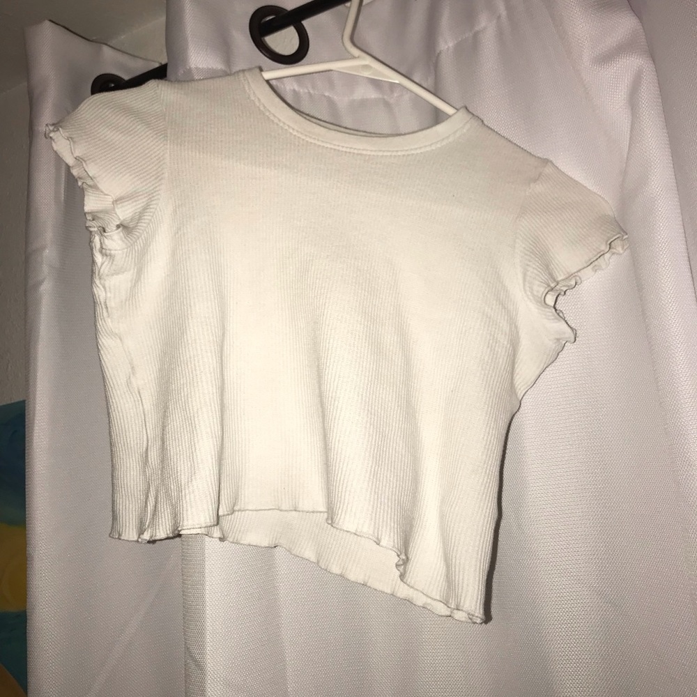 white cropped shirt